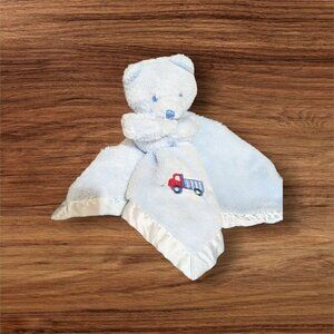 Gerber Blue Teddy Bear Lovey Security Blanket Plush Satin Blue Truck toy